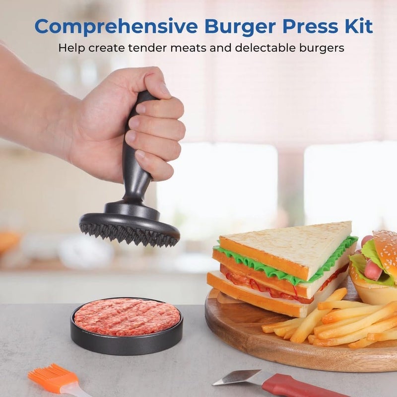 Heavy-Duty Burger Press Patty Maker, Non-Stick with Spatula, Brush, Patty Paper, Dishwasher Safe - Image 4