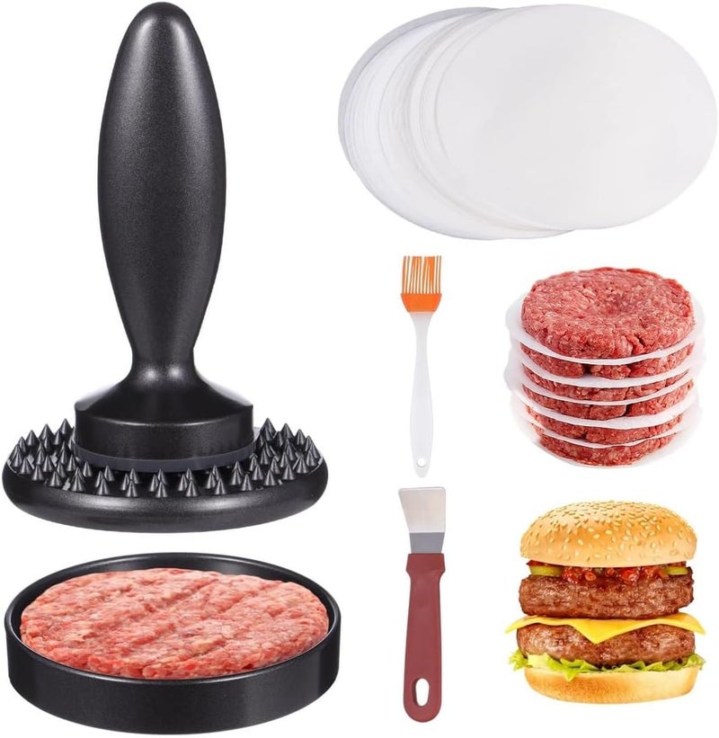 Heavy-Duty Burger Press Patty Maker, Non-Stick with Spatula, Brush, Patty Paper, Dishwasher Safe - Image 1
