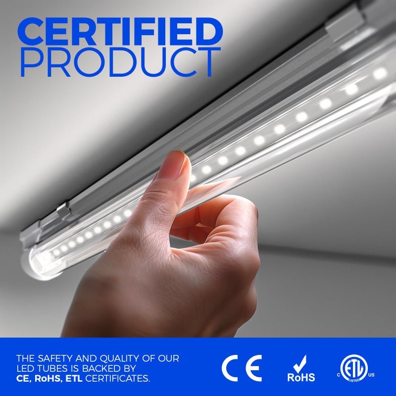 Barrina T8 LED Shop Light 4FT, 40W 5500LM 5000K, Clear Cover, Garage Lights Ceiling, V-Shape LED Light Fixture, Work Shop Lights for Garage, Warehouse, Basement, ETL Listed, 2 Packs - Image 4