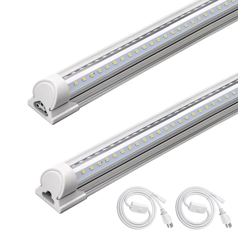 Barrina T8 LED Shop Light 4FT, 40W 5500LM 5000K, Clear Cover, Garage Lights Ceiling, V-Shape LED Light Fixture, Work Shop Lights for Garage, Warehouse, Basement, ETL Listed, 2 Packs - Image 1