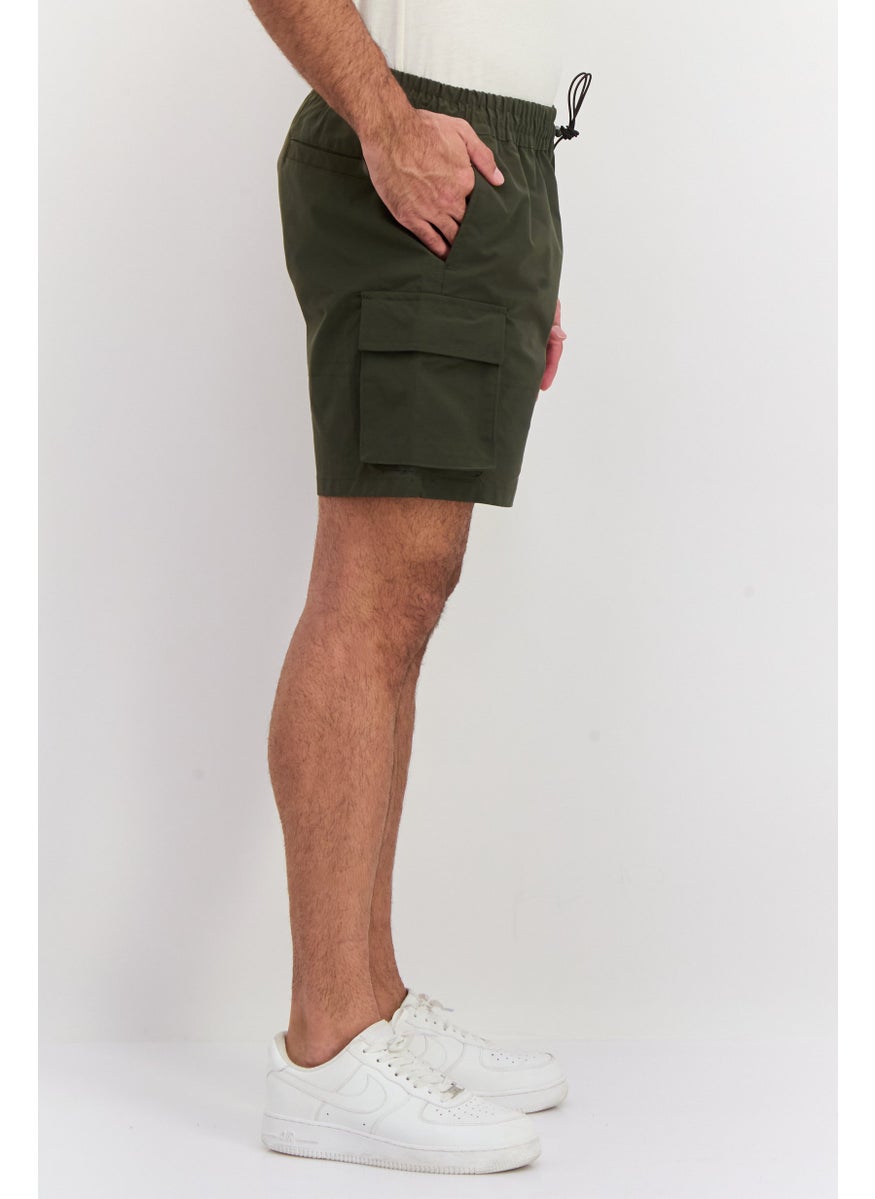 Night Addict Men Regular Fit Embroidered Logo Shorts, Dark Green  - Image 2