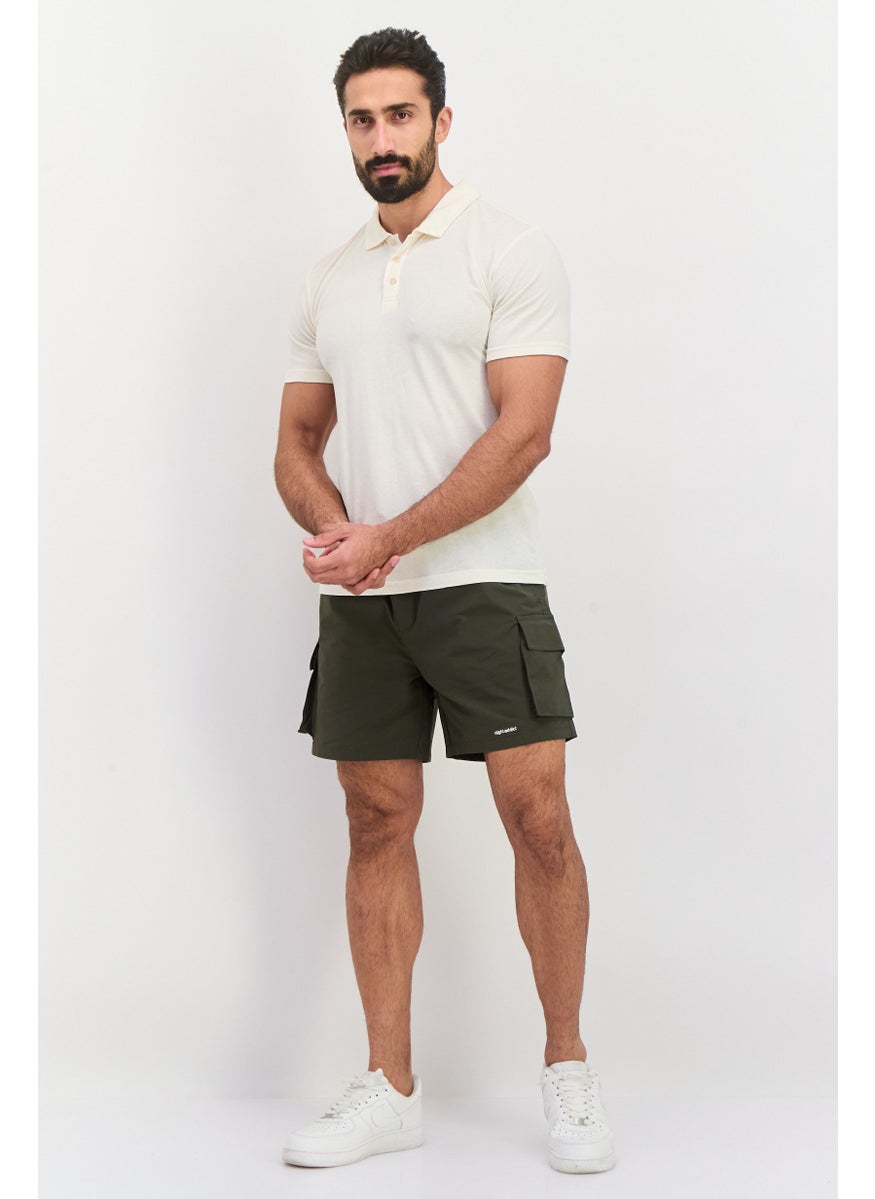Night Addict Men Regular Fit Embroidered Logo Shorts, Dark Green  - Image 4