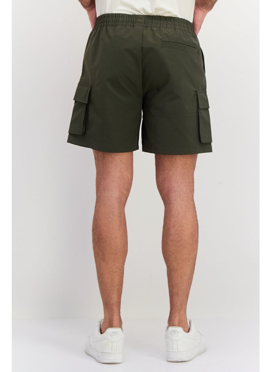 Night Addict Men Regular Fit Embroidered Logo Shorts, Dark Green  - Image 3