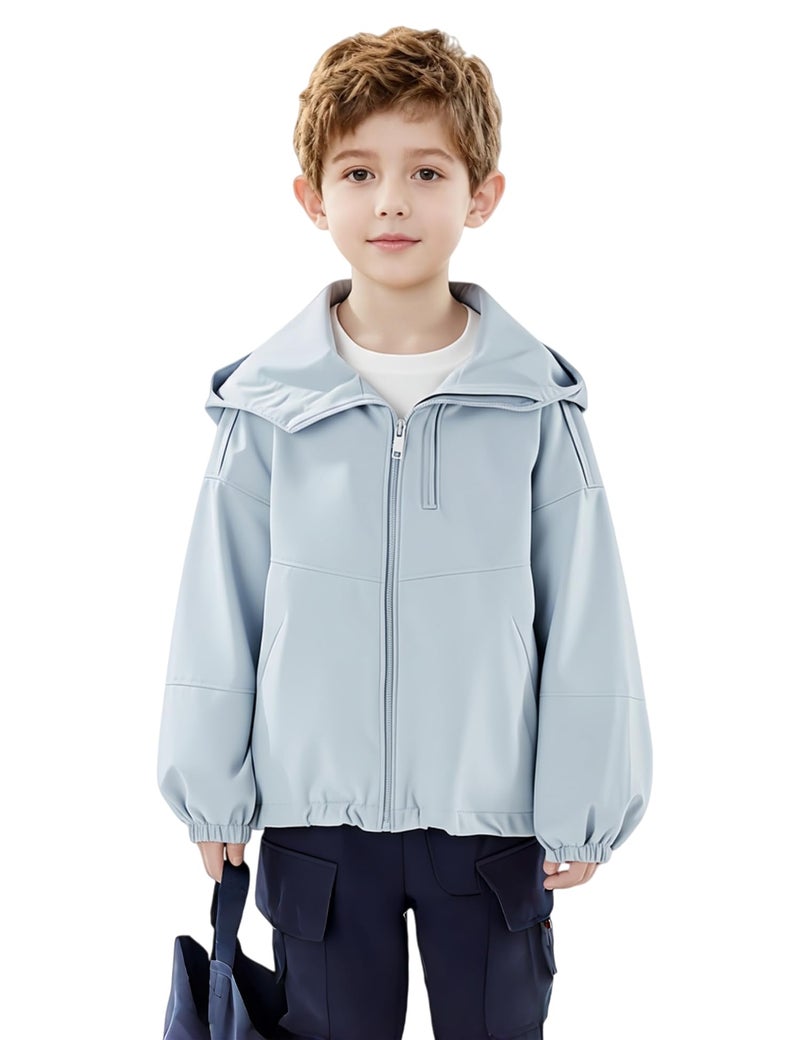 Venzina® Kids Windbreaker, Lightweight Waterproof Breathable Jacket with Adjustable Hood for Boys & Girls, Windproof Rain Coat for Outdoor Running, Camping, School, 140CM - Image 1