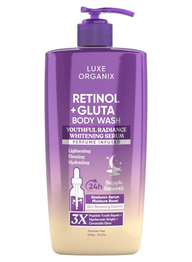 LUXE ORGANIX Retinol + Gluta Body Wash 1000ml Brightening Moisturizing Gentle Cleanser for All Skin Types - Image 1