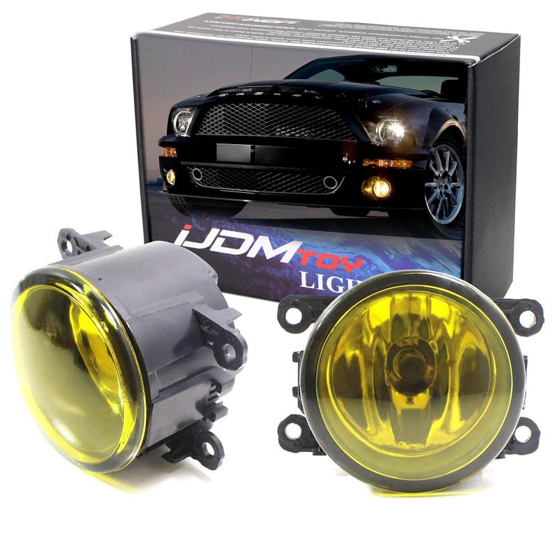 iJDMTOY Pair Selective Yellow Lens Fog Light Lamp Assemblies w/ 55W H11 Halogen Bulbs Compatible with Acura Honda, Compatible with Ford, Compatible WithNissan Subaru Suzuki etc - Image 1