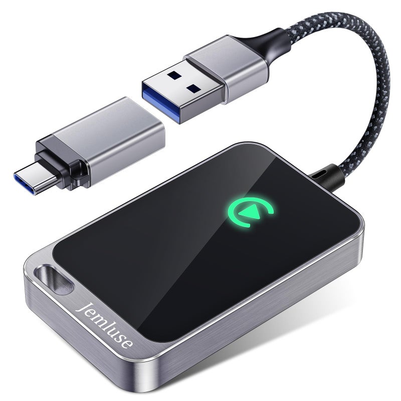 Jemluse Wireless CarPlay Adapter for Apple iPhone - Multi-User Seamless Connection for Convert Wired to Wireless Car Play Adapter - No Latency from iOS 10+ to Screen w/USB C (Silver) - Image 1