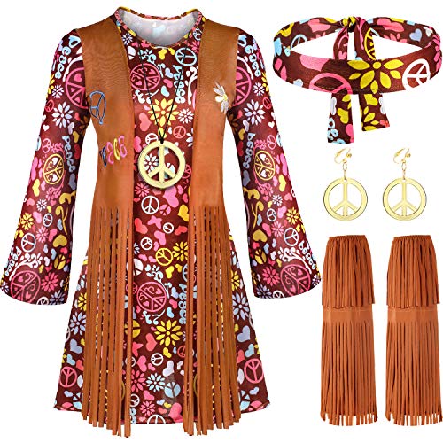 SATINIOR 70s 60s Hippie Costume Set 70s Outfits Accessories Women Disco Dress for Halloween (Adult Size (x-large)) - Image 5