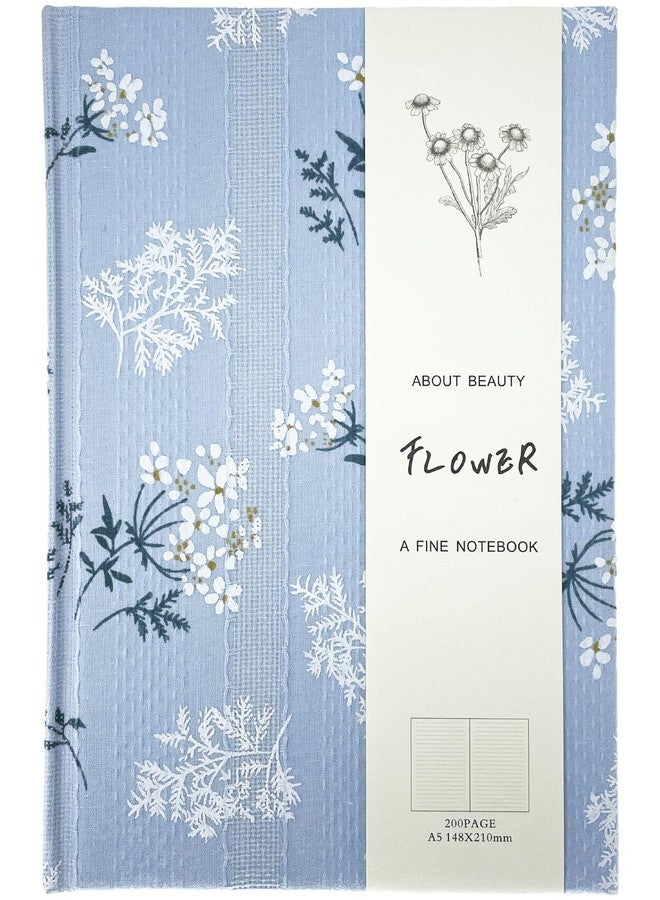 ipoul Floral Hardcover Journal for Writing, Lined Notebook for women, A5, 200 Pages, 6x8 Medium Size Notebook, Floret Printed Fabric Linen Personal Journal, Lay Flat Notebook, Reading Journal, Blue. - Image 1