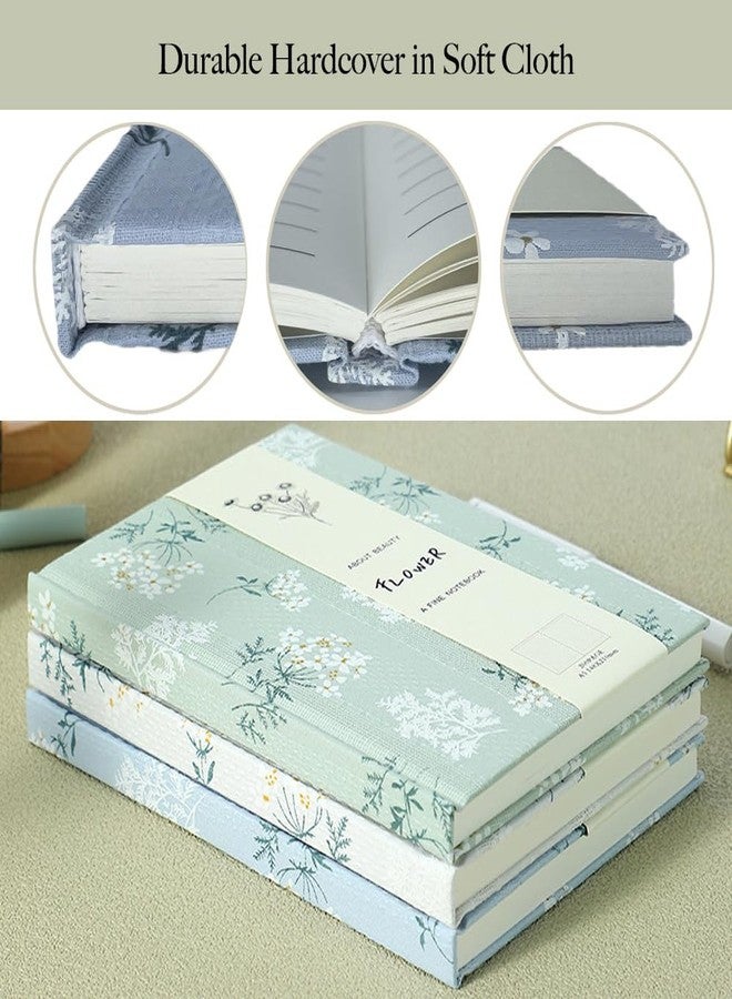 ipoul Floral Hardcover Journal for Writing, Lined Notebook for women, A5, 200 Pages, 6x8 Medium Size Notebook, Floret Printed Fabric Linen Personal Journal, Lay Flat Notebook, Reading Journal, Blue. - Image 3