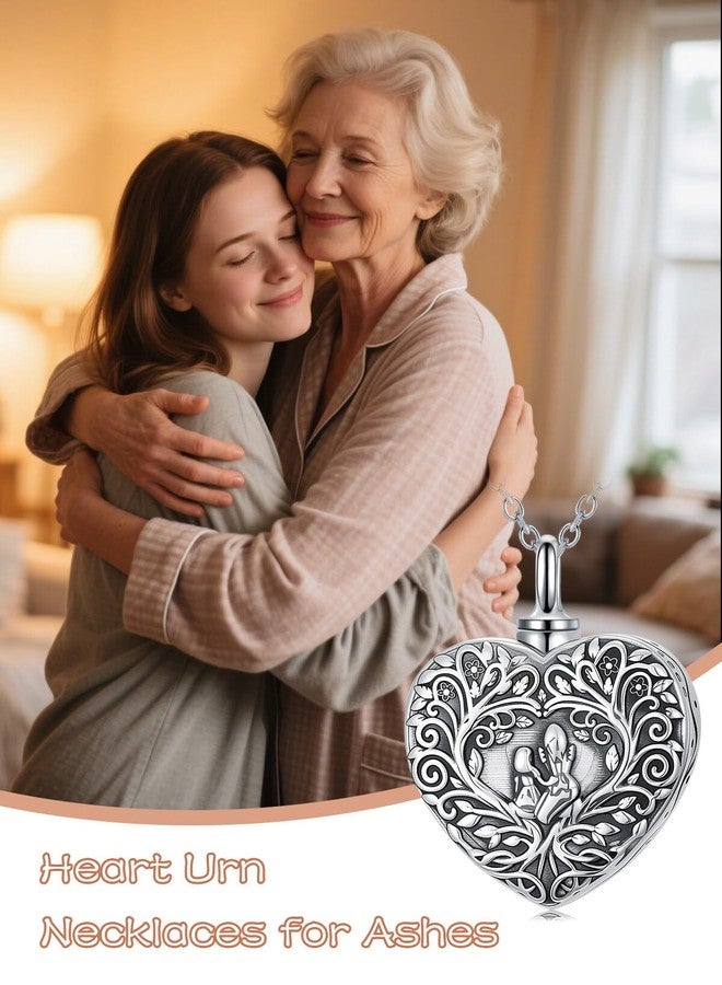 YYB Urn Necklaces for Ashes 925 Sterling Silver Heart Keepsake Necklace For Ashes Mother Daughter Necklace Always in My Heart Ash Lockets for Cremation Gift for Mom Grandma Women - Image 2