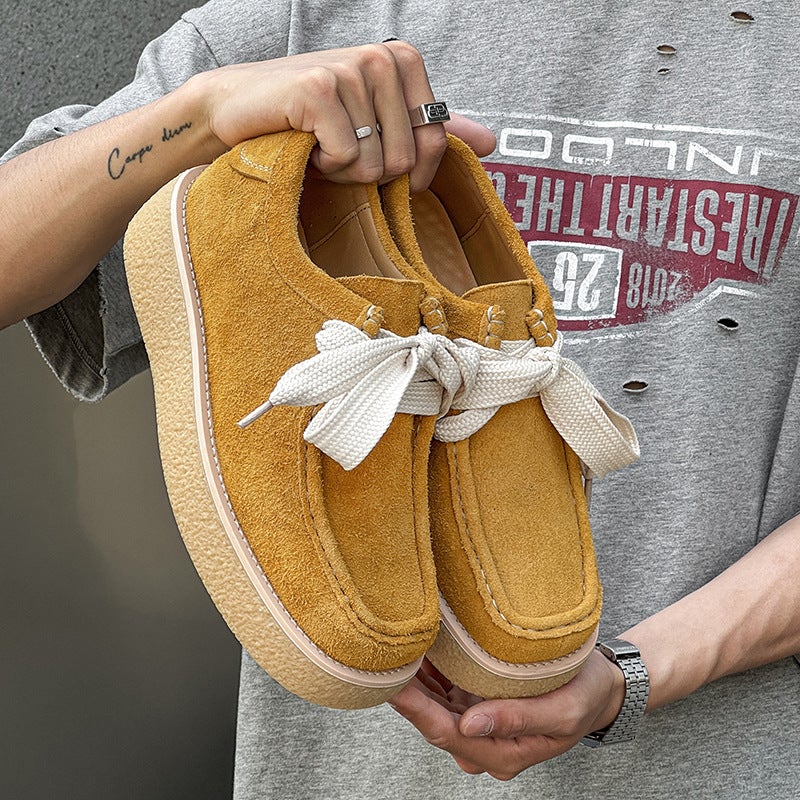 French Kangaroo Shoes Thick-Soled Sneakers For Men And Women Retro Trendy British Style Work Clothing Versatile 8706 Yellow-J - Image 5