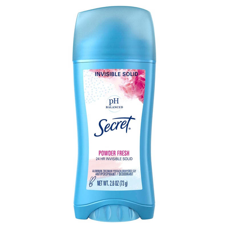 Secret Antiperspirant and Deodorant for Women, 24hr Sweat & Odor Protection, PH Balanced Protection, Gentle on Skin, Invisible Solid, Powder Fresh Scent, 2.6 oz - Image 1