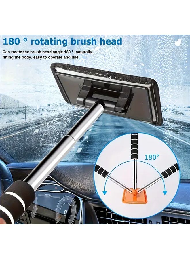 Black Extendable Windshield Cleaner with Reusable Microfiber Pad for Car and Home - Image 1