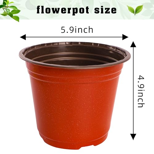 TDHDIKE 6 Inch Plastic Plant Nursery Pots 100pcs Pots and 100pcs Plant Labels Seedling Flower Plant Container Red Seed Starting Pots IndoorOutdoor - Image 3