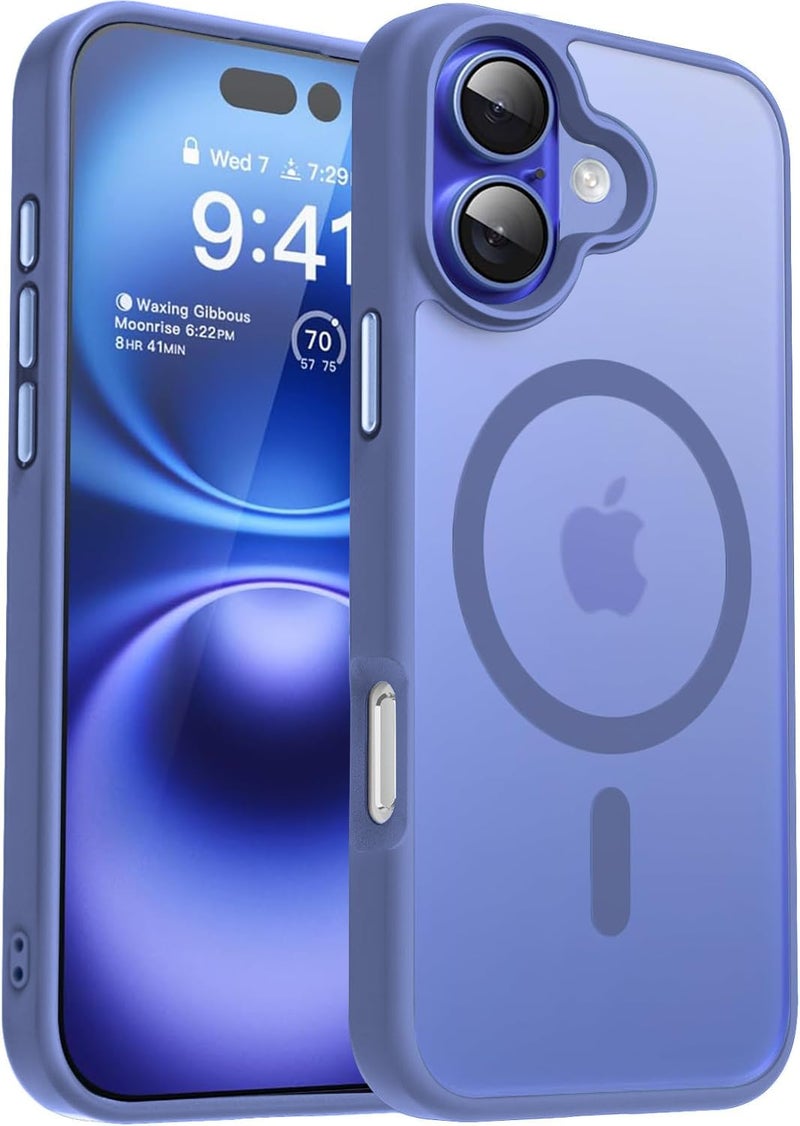 Elzzi Magnetic Guard Designed for iPhone 16 Plus Case Translucent Matte Hard PC + TPU Back Cover [Compatible with MagSafe] Anti-Scratch Shockproof Phone Case (6.7 Inch, Ultramarine) - Image 1