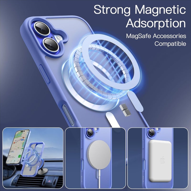 Elzzi Magnetic Guard Designed for iPhone 16 Plus Case Translucent Matte Hard PC + TPU Back Cover [Compatible with MagSafe] Anti-Scratch Shockproof Phone Case (6.7 Inch, Ultramarine) - Image 5