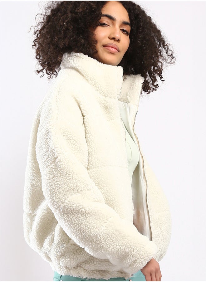 RAVIN - Off-White Wool Long Sleeves Zipped Jacket - Image 1