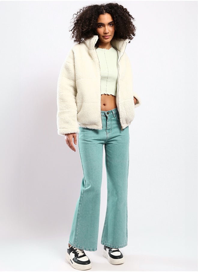 RAVIN - Off-White Wool Long Sleeves Zipped Jacket - Image 1