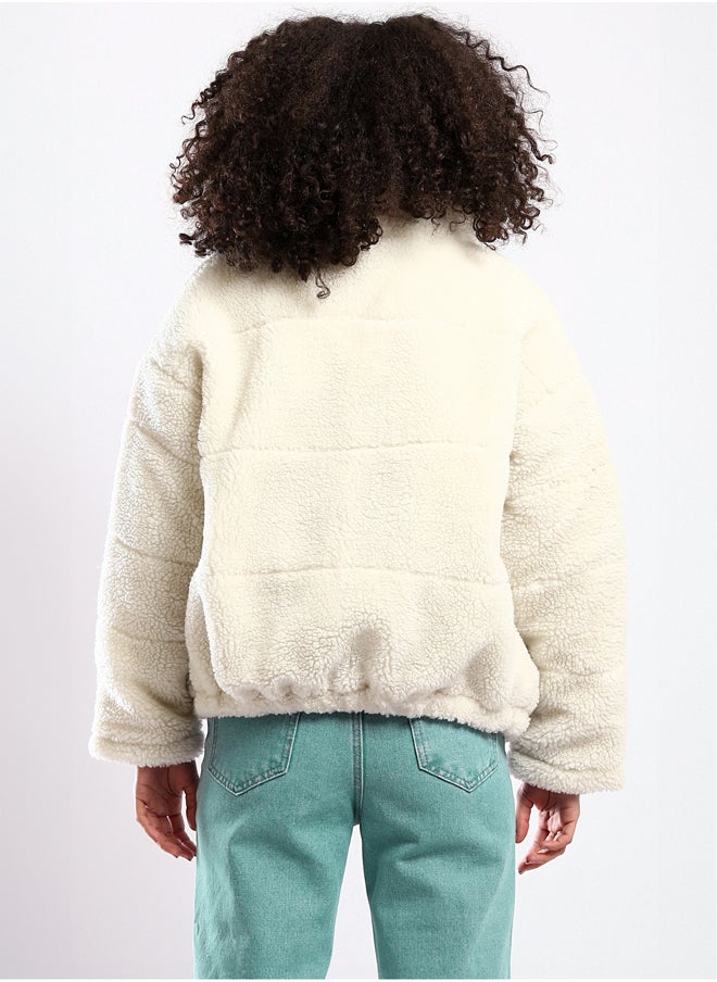 RAVIN - Off-White Wool Long Sleeves Zipped Jacket - Image 1