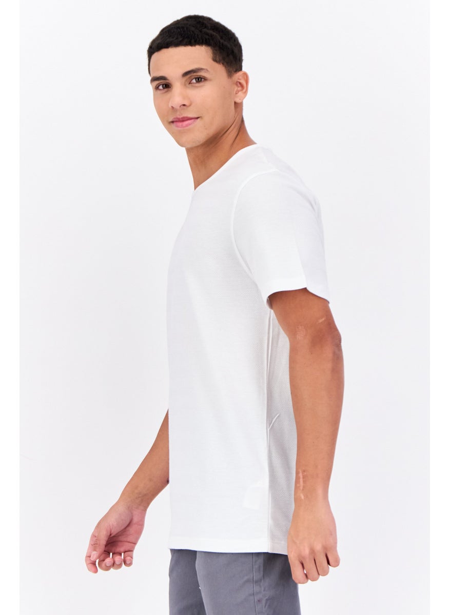 French Connection Men Crew Neck Short Sleeves Textured T-Shirt, White  - Image 2