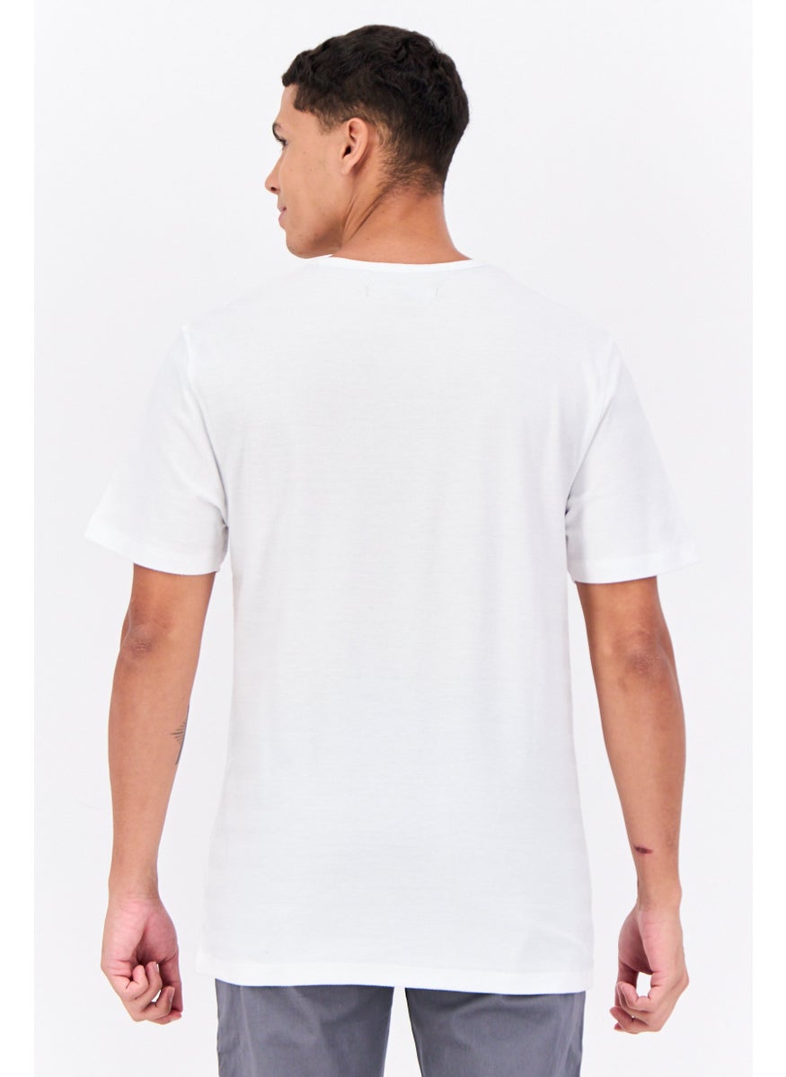 French Connection Men Crew Neck Short Sleeves Textured T-Shirt, White  - Image 3