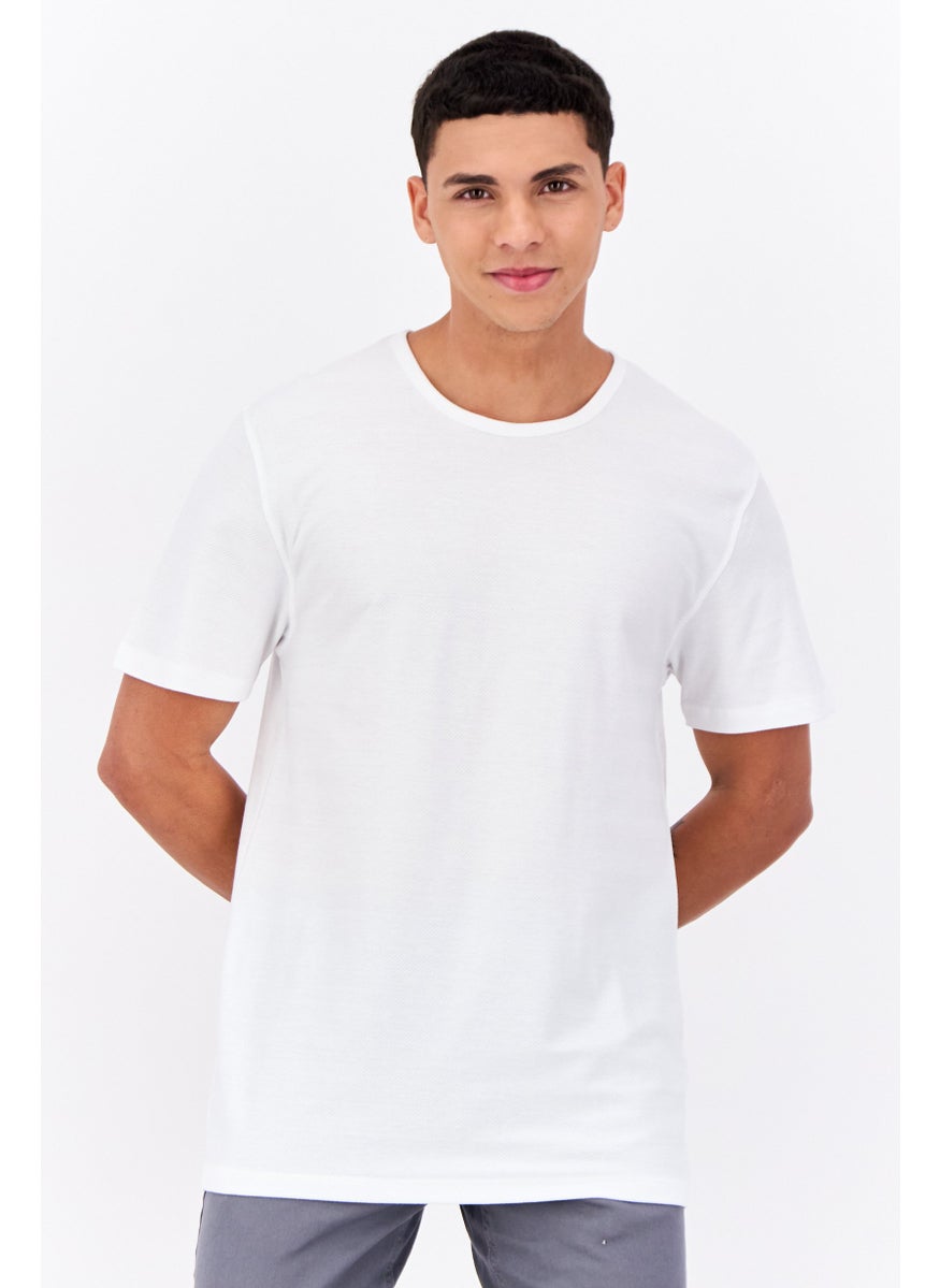 French Connection Men Crew Neck Short Sleeves Textured T-Shirt, White  - Image 1