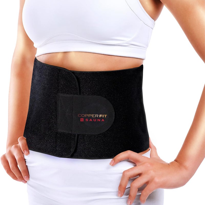 Copper Fit Infrared Sauna Belt Waist Trainer for Men Women Increases Sweat Supports Core Adjustable Compression CopperInfused Black SM - Image 2