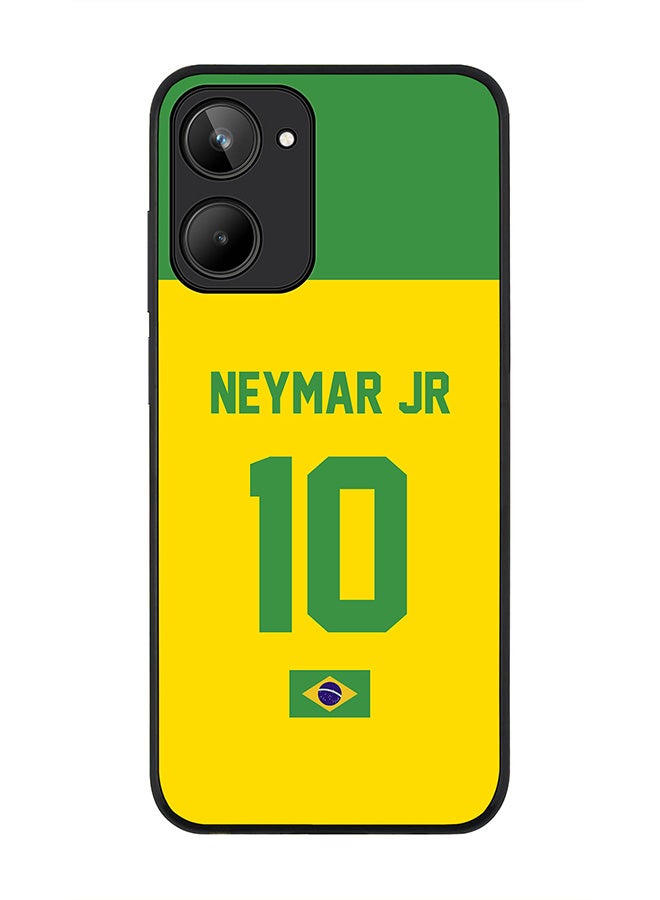 Stylizedd Rugged Black edge case for Realme 10 4G Slim fit Soft Case Flexible Rubber Edges Anti Drop TPU Gel Thin Cover-Brazil-Neymar Jr - Image 1