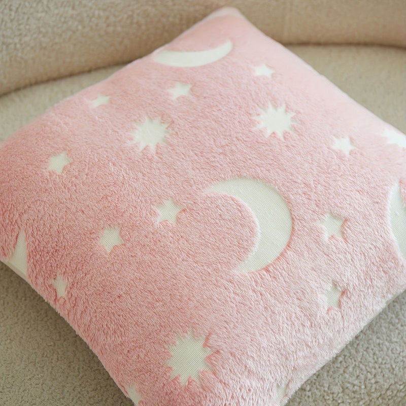 Ramadan Pink Flannel Star Moon Pillow Cover 19.69x11.81inch For Sofa Bedside - Image 4