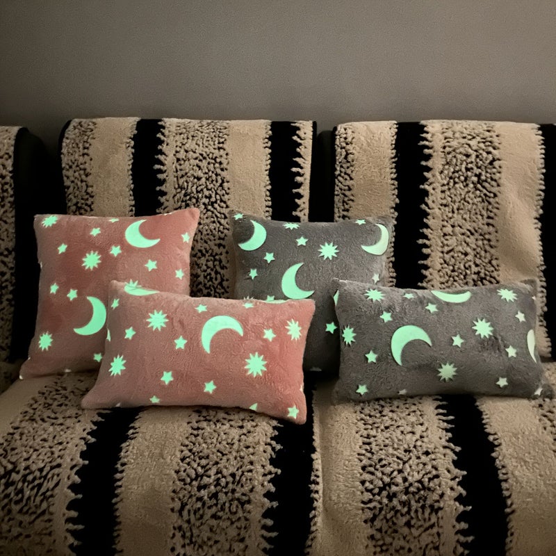 Ramadan Pink Flannel Star Moon Pillow Cover 19.69x11.81inch For Sofa Bedside - Image 2