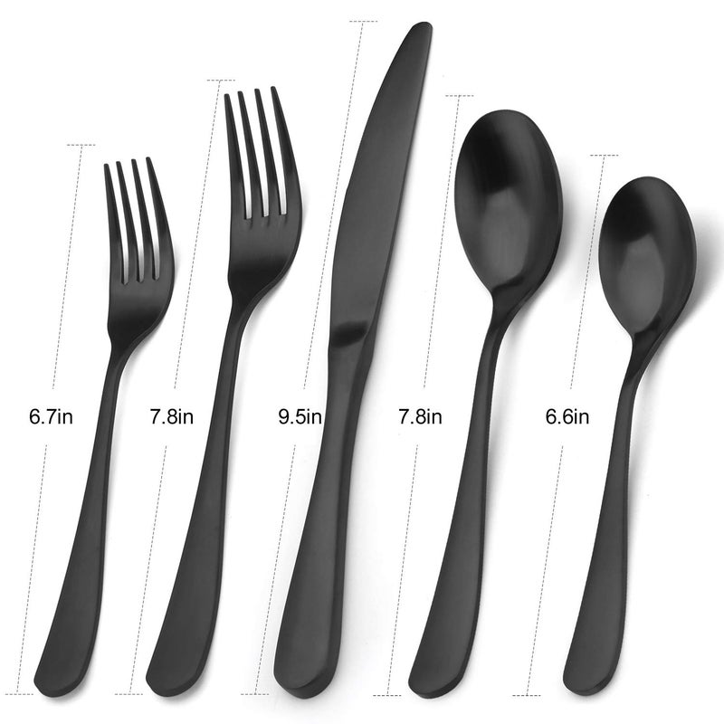 Bysta Matte Black Silverware Set Bysta 20-Piece Stainless Steel Flatware Set Kitchen Utensil Set Service For 4 Tableware Cutlery Set For Home And Restaurant Satin Finish Dishwasher Safe - Image 2