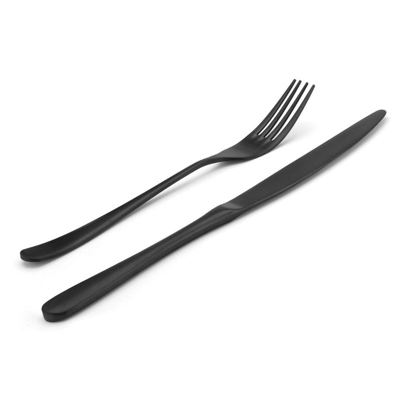 Bysta Matte Black Silverware Set Bysta 20-Piece Stainless Steel Flatware Set Kitchen Utensil Set Service For 4 Tableware Cutlery Set For Home And Restaurant Satin Finish Dishwasher Safe - Image 3