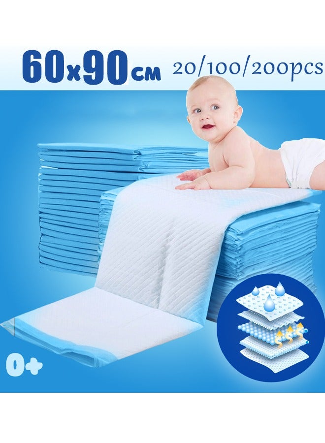 وسائد سفلية للاستعمال مرة واحدة للأطفال، وسائد سرير للاستعمال مرة واحدة، فائقة الامتصاص ومضادة للتسرب وقابلة للتنفس، وسادة تغيير الحفاضات شديدة الامتصاص وغطاء ناعم للسرير (أزرق) - Image 1
