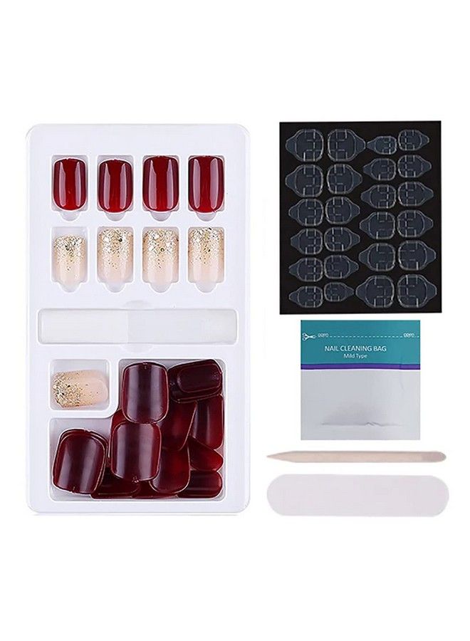 Store2508 Press On Gel Nails 30 Pcs With Double Sided Jelly Adhesive Nail Glue Nail Filer Mb658_Design 13 - Image 1