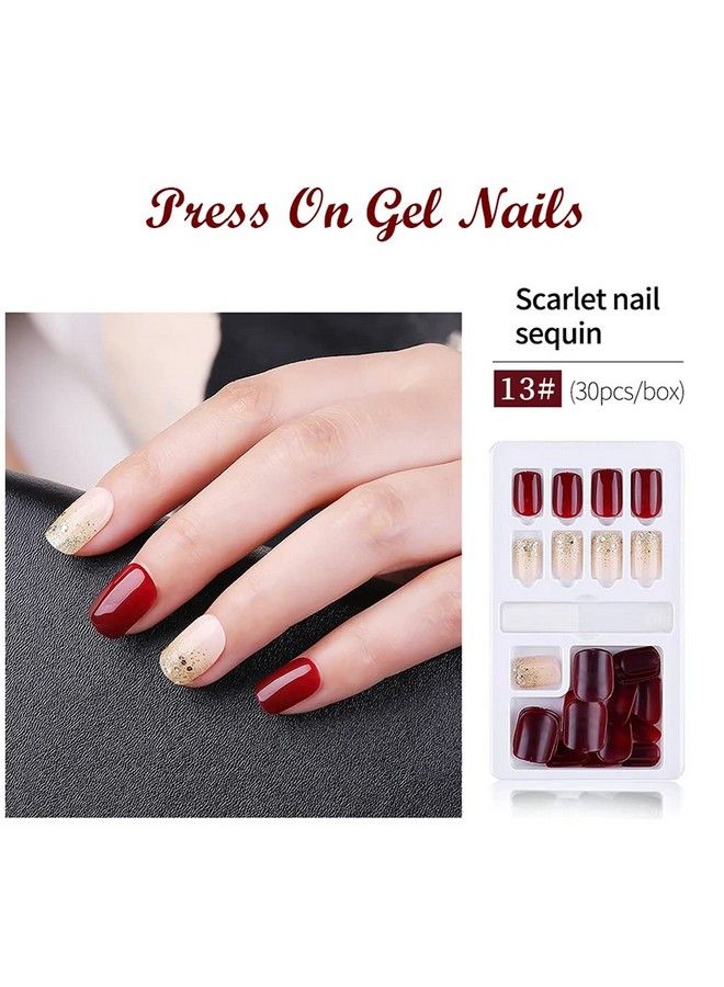 Store2508 Press On Gel Nails 30 Pcs With Double Sided Jelly Adhesive Nail Glue Nail Filer Mb658_Design 13 - Image 3