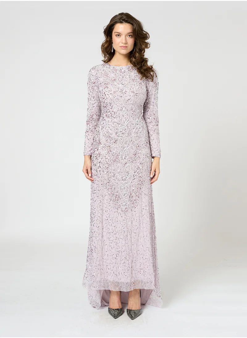 MARYISA Melis Modest Embellished Sequin Maxi Dress