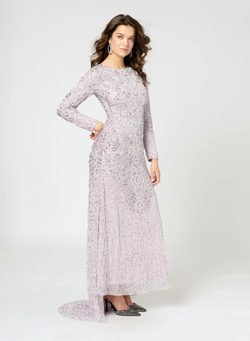 MARYISA Embellished Long Sleeve Dress