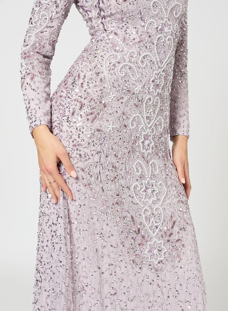MARYISA Embellished Long Sleeve Dress