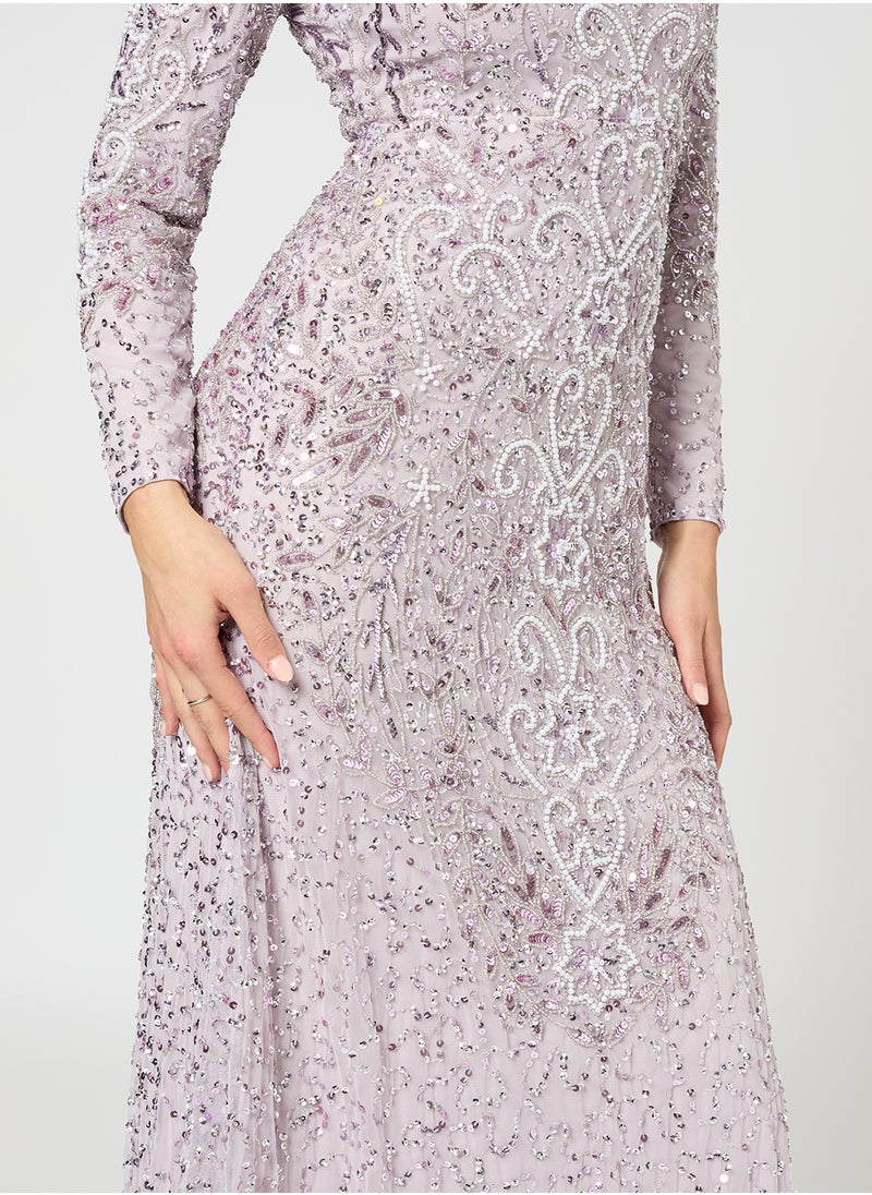 MARYISA Melis Modest Embellished Sequin Maxi Dress  - Image 4
