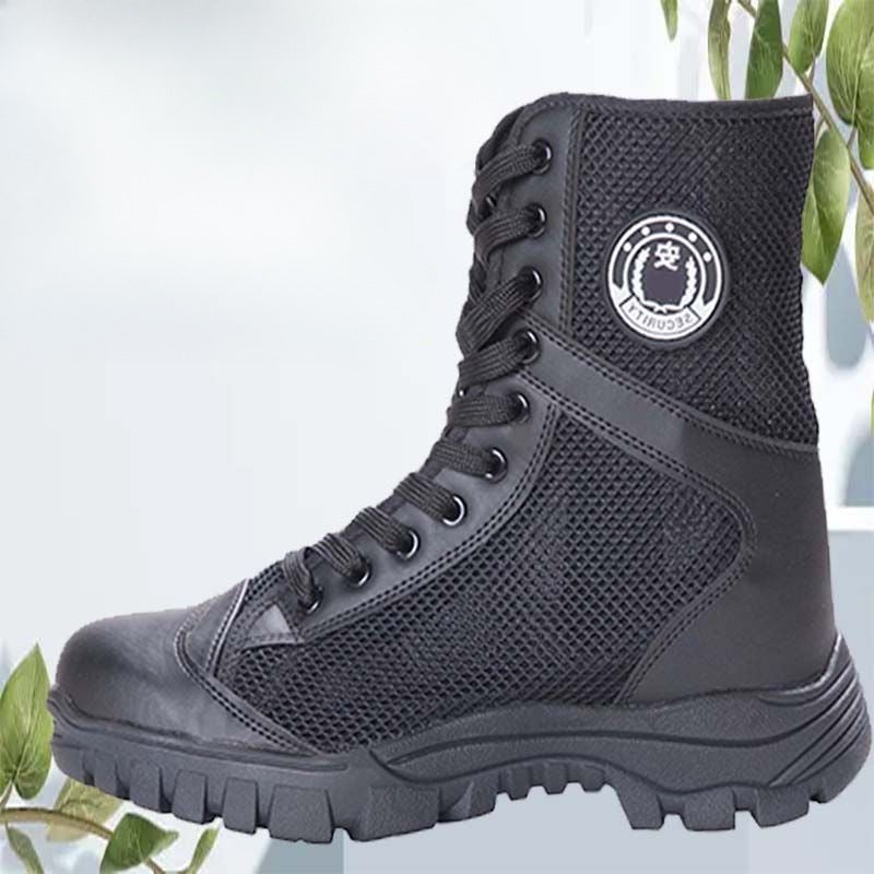 Security Boots Summer Mesh Subway Shoes Breathable High-Top Training Boots Shoes Duty Training Boots Shoes Zipper Black Insole - Image 4