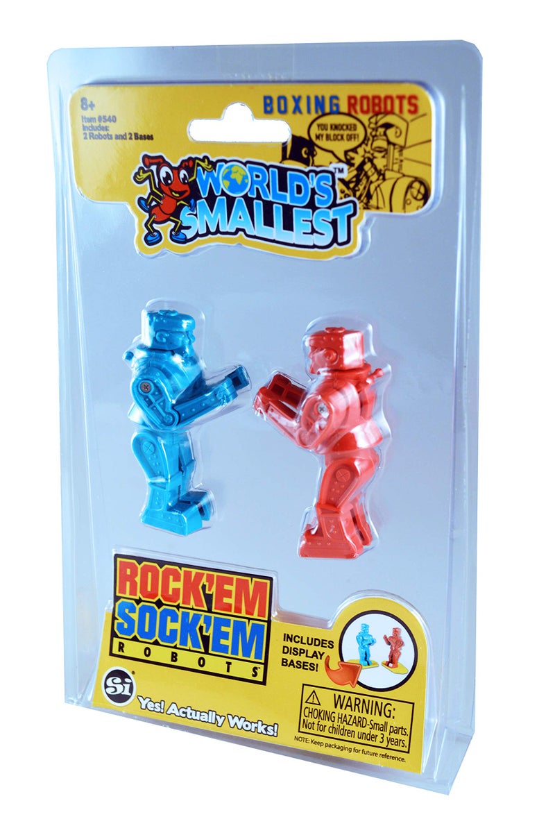 World's Smallest Rockem Sockem Robots - Miniature Version of The Classic Game - Fully Playable Official Replica of The Original - Blue and Red Boxing Robots Game - Image 4