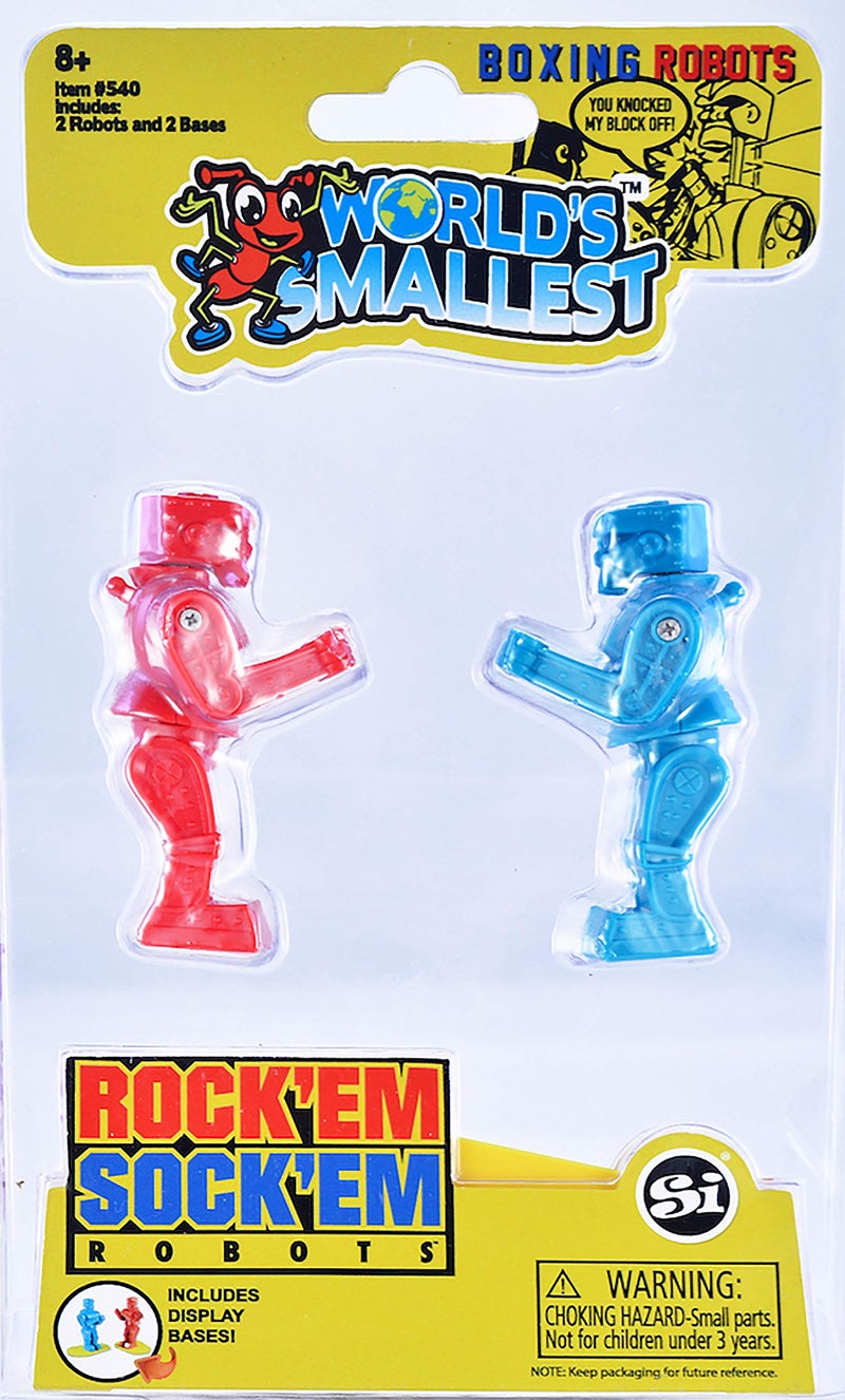 World's Smallest Rockem Sockem Robots - Miniature Version of The Classic Game - Fully Playable Official Replica of The Original - Blue and Red Boxing Robots Game - Image 3