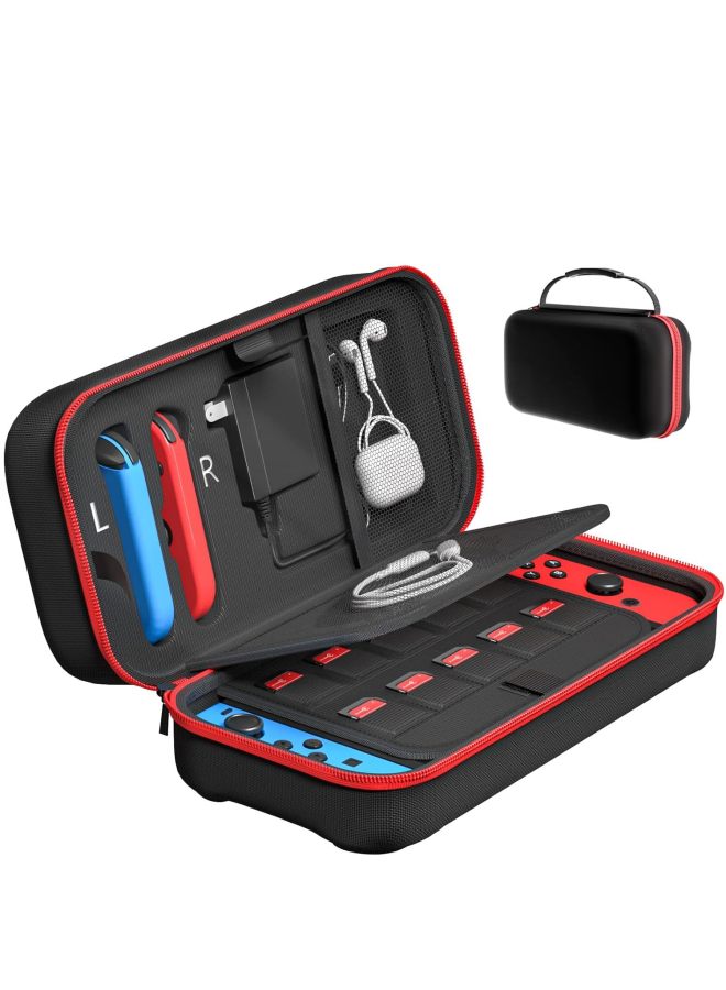 general Suitable For Nintendo Switch Oled Storage Bag Handle Charger Cassette Multifunctional Storage Box Eva Hard Bag-Product Color:Black Body Pink Zipper-Model:Switch/Switch Oled American Standard Chargin - Image 1