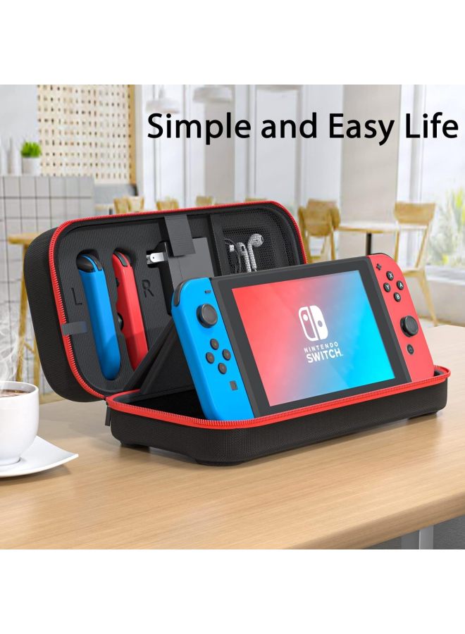 general Suitable For Nintendo Switch Oled Storage Bag Handle Charger Cassette Multifunctional Storage Box Eva Hard Bag-Product Color:Black Body Pink Zipper-Model:Switch/Switch Oled American Standard Chargin - Image 4
