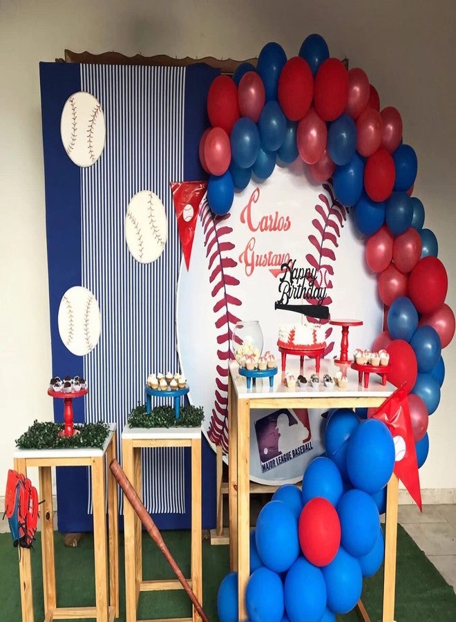 AHAORAY Baseball Happy Birthday Cake Topper - Black Glitter Baseball Party Decorations Supplies, Perfect for Birthday/Baseball Theme Party, Photo Booth Props - Image 5