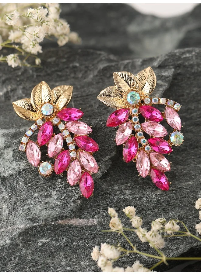 سوهي قرط متدلي من الحجر مصمم للحفلات مطلي بالذهب