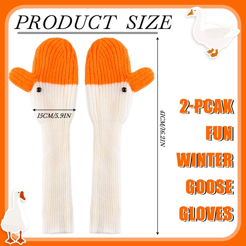 Yearntown Winter Goose Gloves Funny Novelty Women Gloves with Thermal Lining Cute Mittens for Goose Lover Gift(2 Pairs of,Long) - Image 3