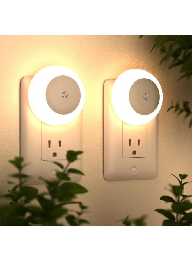 2-Pack Plug-In LED Night Lights With Dusk-to-Dawn Sensor, Warm White 0.5W Wall Nightlights - Image 1