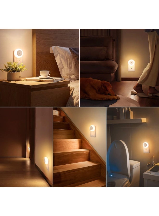 2-Pack Plug-In LED Night Lights With Dusk-to-Dawn Sensor, Warm White 0.5W Wall Nightlights - Image 2